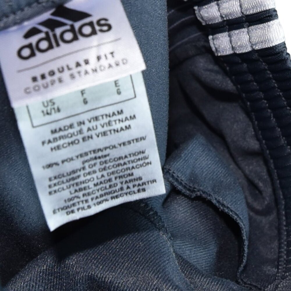 Adidas Grey Blue Track Pants Size Youth 14/16 Regular Fit 3-Stripes - Picture 5 of 5